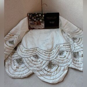 Rachel Zoe Holiday Scalloped Sequin Embellished Christmas Tree Skirt